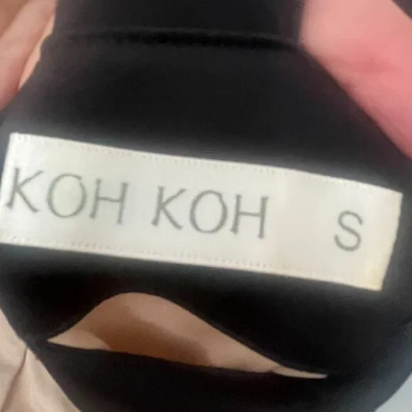 KOH KOH Colorblock Criss-Cross Halter Neck Sleeveless Jumpsuit Beige & Black S - Picture 6 of 6